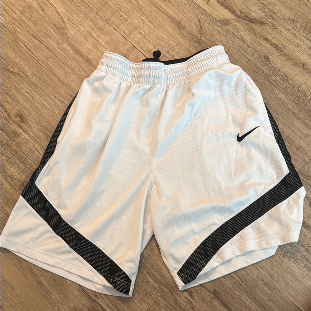 NIKE White Athletic Shorts with Black Accents